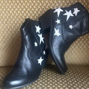 Seychelles Under the Stars Black White Leather Ankle Zip Boots NEW 7